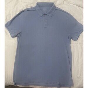 J Crew Flex Pique Untucked Polo Shirt Blue Short Sleeve  Mens Size XL